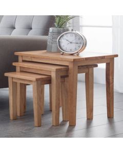 Cleo Wooden Nest of Tables In Light Oak