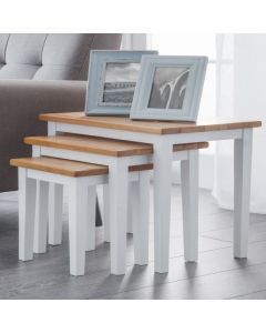 Cleo Wooden Nest of Tables In Oak And White