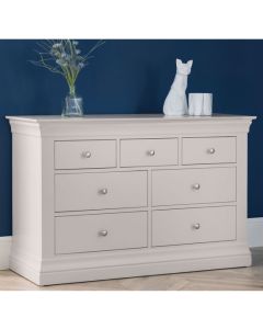Clermont Wide Wooden Chest Of 7 Drawers In Light Grey