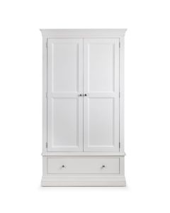 Clermont Wooden 2 Doors 1 Drawer Wardrobe In White