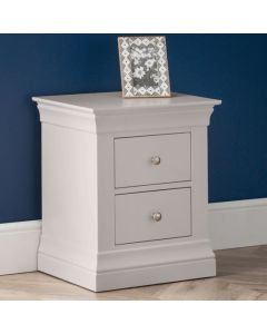 Clermont Wooden Bedside Cabinet In Light Grey With 2 Drawers