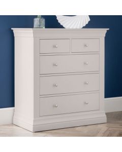 Clermont Wooden Chest Of 5 Drawers In Light Grey