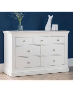 Clermont Wooden Chest Of Drawers In White With 7 Drawers