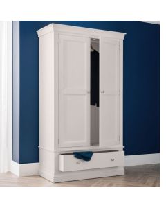 Clermont Wooden Wardrobe In Light Grey With 2 Door And 1 Drawer