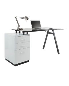 Cleveland Glass Computer Desk With Grey Frame