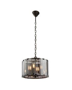 Clooney 4 Lights Ceiling Pendant Light In Tinted Bevelled Glass