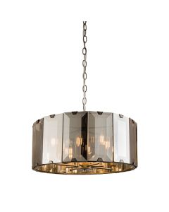 Clooney 8 Lights Ceiling Pendant Light In Tinted Bevelled Glass