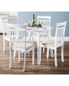 Coast Round Wooden Dining Table In White With 4 Chairs