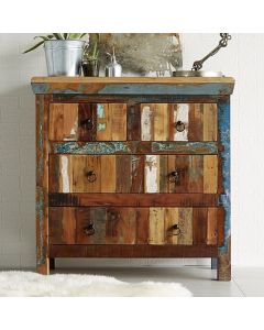 Coastal Chest Of Drawers In Vintage Oak With 4 Drawers