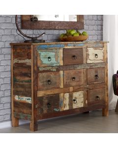 Coastal Chest Of Drawers In Vintage Oak With 9 Drawers