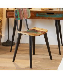 Coastal Chic Wooden Reclaimed Wood Dining Chairs In Pair