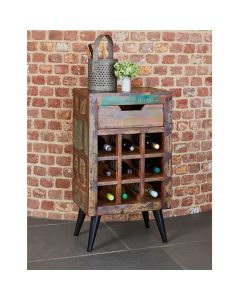 Coastal Chic Wooden Wine Rack Lamp Table In Reclaimed Wood