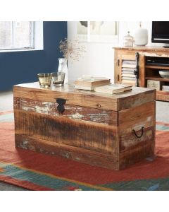 Coastal Wooden Storage Trunk In Reclaimed Wood