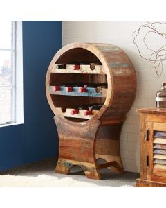 Coastal Wooden Wine Cabinet In Reclaimed Wood