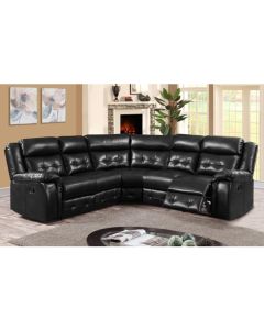 Cobalt LeatherLux And PU Recliner Corner Sofa In Black