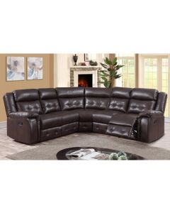 Cobalt LeatherLux And PU Recliner Corner Sofa In Expresso