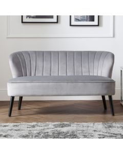 Coco Velvet 2 Seater Sofa In Grey With Black Wooden Legs