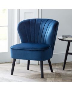 Coco Velvet Bedroom Chair In Blue With Black Wooden Legs