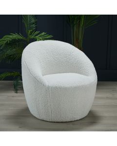 Cocoon Boucle Fabric Armchair In Off White