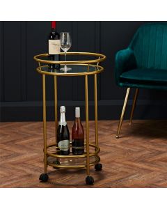 Collins Clear Glass Shelves Drinks Trolley In Gold