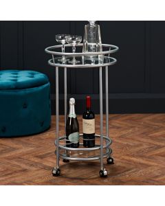 Collins Clear Glass Shelves Drinks Trolley In Silver