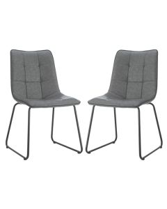 Colmore Grey Faux Leather Dining Chairs In Pair