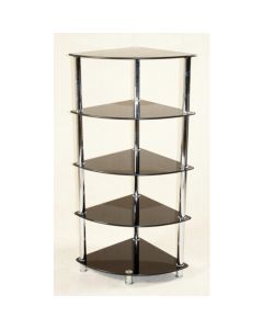 Cologne Corner Glass 5 Tier Shelving Unit In Black