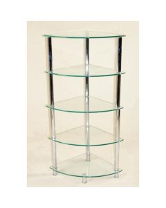 Cologne Corner Glass 5 Tier Shelving Unit In Clear