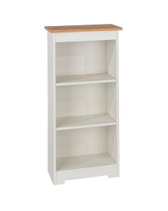 Colorado Low Narrow Wooden Bookcase In Natural Oak And White