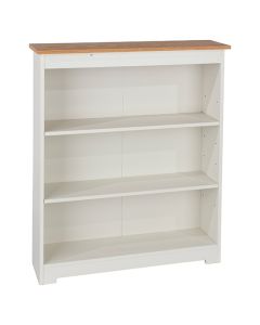 Colorado Low Wide Wooden Bookcase In Natural Oak And White