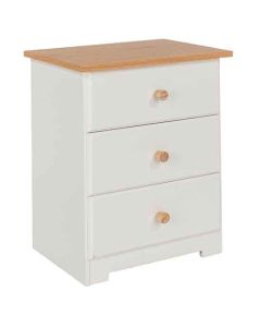 Colorado Wooden 3 Drawers Bedside Cabinet In Natural Oak And White