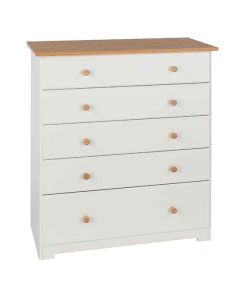Colorado Wooden Chest Of Drawers With 5 Drawers In Natural Oak And White