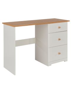 Colorado Wooden Single Pedestal Dressing Table In Natural Oak And White