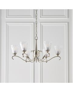 Columbia Deco Glass 6 Lights Ceiling Pendant Light In Nickel