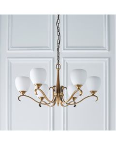 Columbia Opal Glass 6 Lights Ceiling Pendant Light In Brass