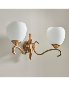 Columbia Opal Glass Twin Wall Light In Brass