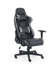 Comet Faux Leather Gaming Chair In Black And Grey