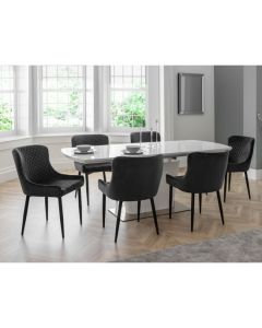 Como Extending White Gloss Dining Table With 6 Luxe Grey Chairs