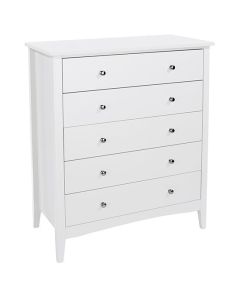 Como Wooden Chest Of 5 Drawers In White