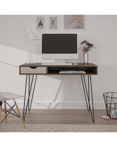 Concord Wooden Computer Desk With 1 Drawer And 1 Shelf In Brown Oak