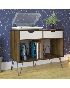 Concord Wooden Console Table In Brown Oak With 2 Drawers