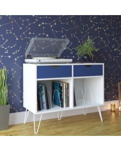 Concord Wooden Console Table In White And Blue With 2 Drawers