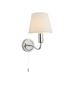 Conway Ivory Fabric Shade Wall Light In Chrome