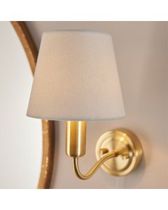 Conway Ivory Fabric Shade Wall Light In Satin Brass