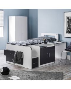 Cookie Wooden Cabin Bed In Matt White And Black