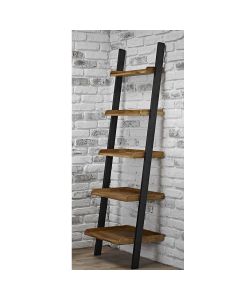 Copenhagen Wooden Ladder Shelf In Solid Oak And Black Frame