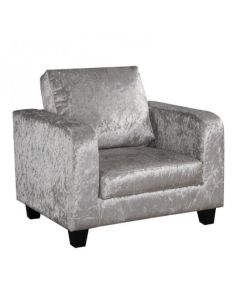 Cores Crushed Velvet 1 Seater Sofa In Silver