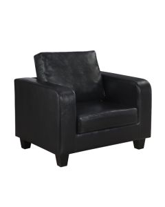 Cores Faux Leather 1 Seater Sofa In Black