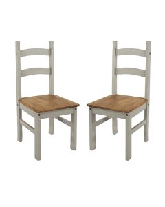 Corona Grey Solid Pine Wooden Dining Chairs In Pair