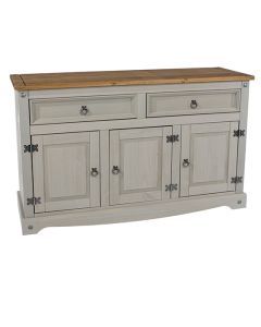 Corona Medium Wooden 3 Doors And 2 Drawers Sideboard In Grey